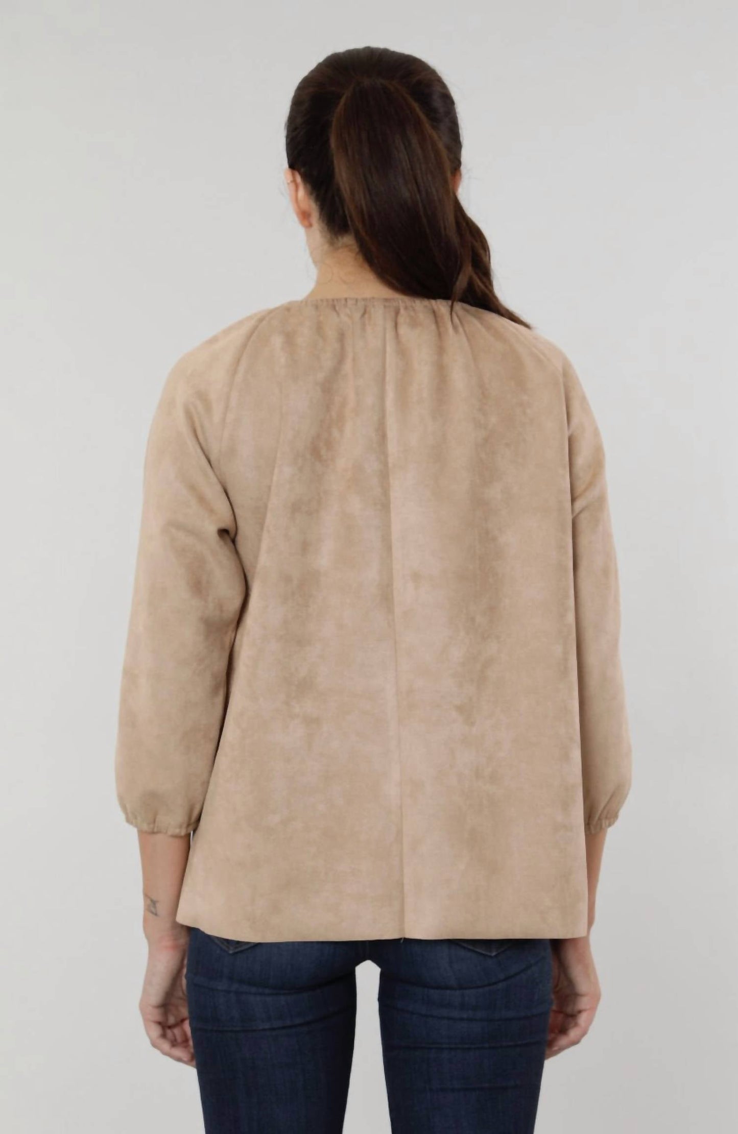 Dolce Cabo - Faux Suede Peasant Top