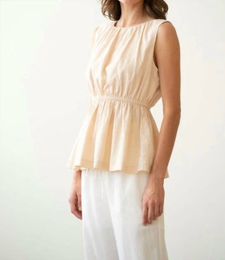 Elle Grey - Shirred Peplum Blouse