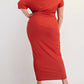 The Curve La - Plus Size Ribbed Knit Off Shoulder Knit Midi Dress