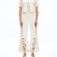 Bayeas - Embroidered High Rise Wide Leg Pants