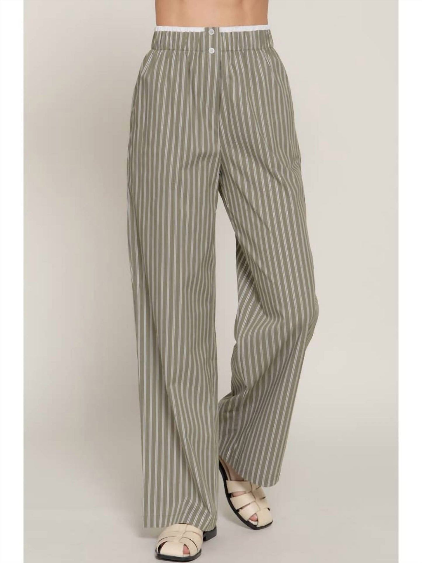 Active Basic - Contrast Waist Combo Boxer Straight Stripe Pants