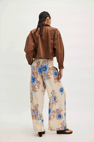 Free People - Day's End Linen Printed Pull-on Pants