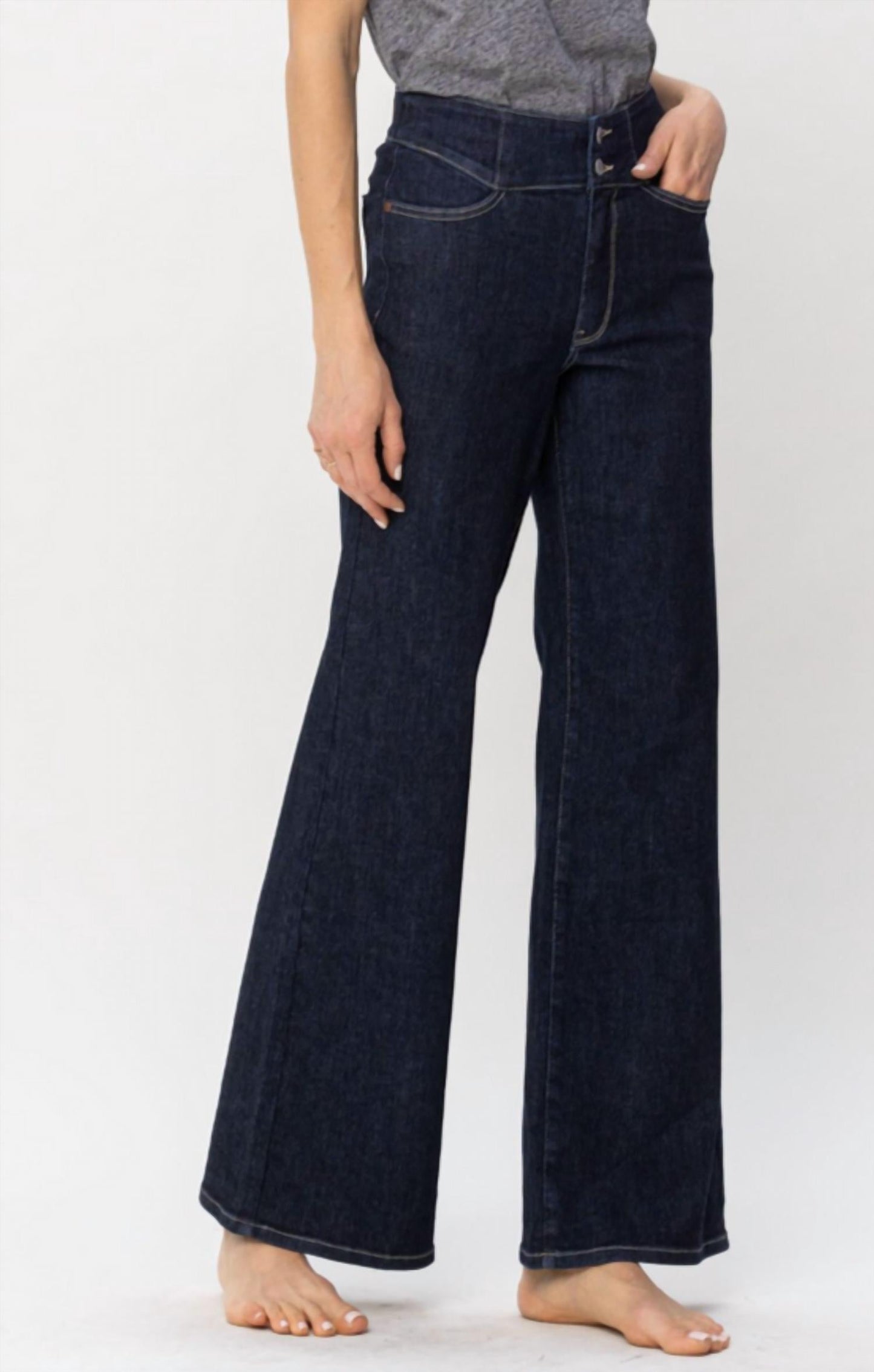 Judy Blue - High Waist Rinse Wash Geometric Waistband Jeans