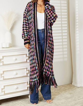 Angel Wings By Lucy - Full Size Open Front Fringe Hem Cardigan
