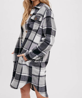 Bluivy - Women's Flannel Plaid Longline Shacket