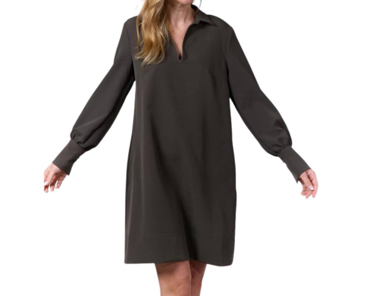 0039 Italy - V-neck Open Collar Dress