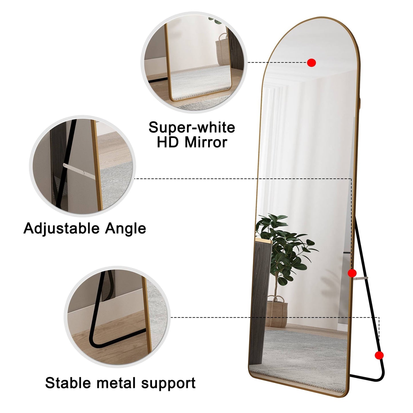 The 4th Generation Floor Mounted Full Length Mirror with Gold Frame