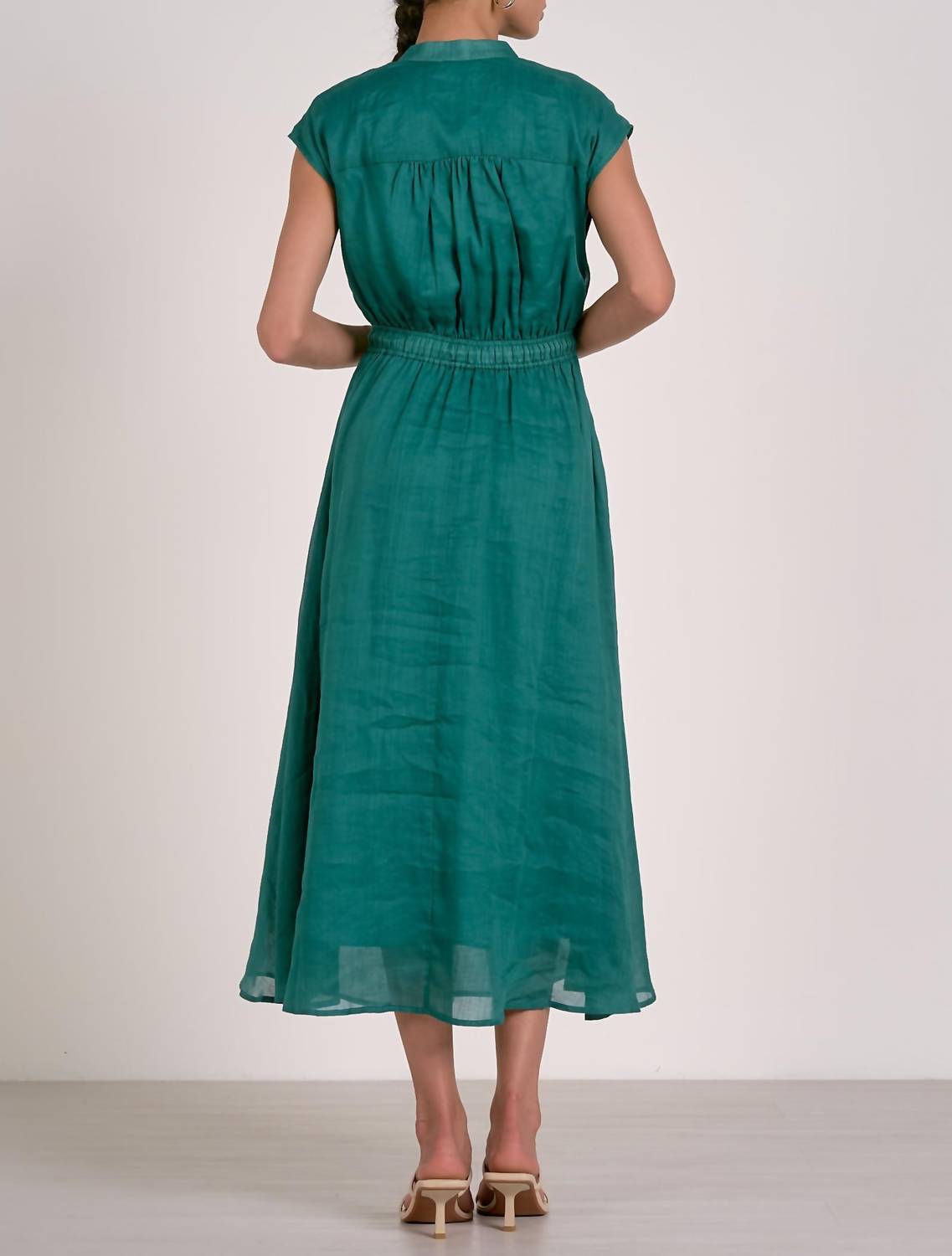 Elan - Midi Short Sleeve Tie Waist Dress