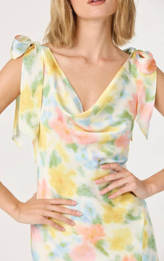 Astr - Allexina Satin Cowl Neck Midi Dress