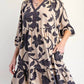 Easel - Floral Printed Challis Relaxed Mini Dress