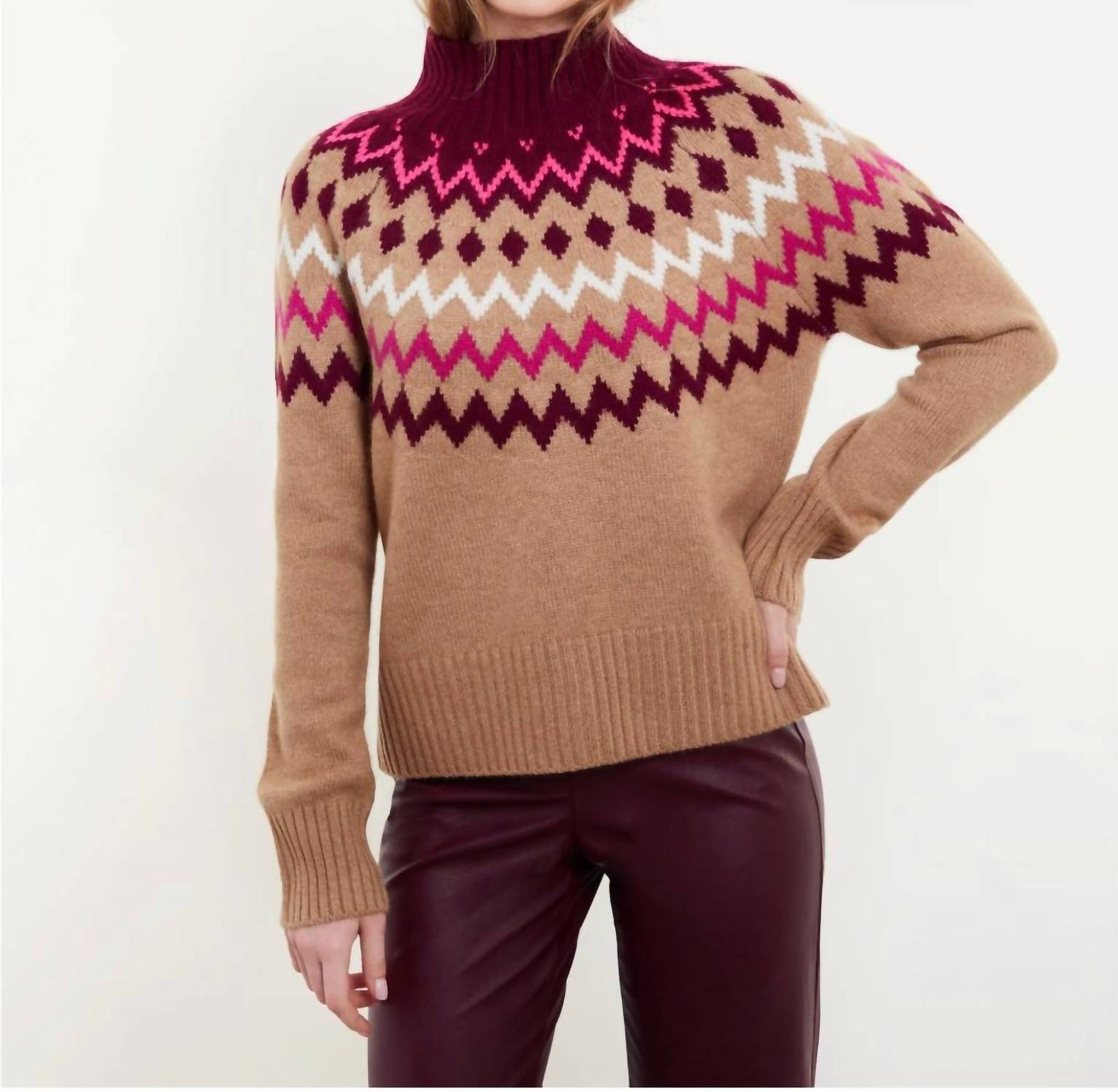 &Isla - Sara Fairisle Mock Neck Sweater