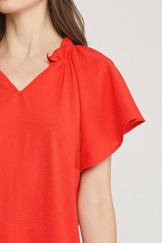 Entro - Ruffled Flutter Sleeve Blouse