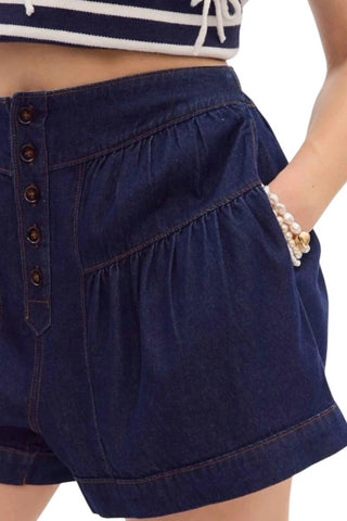 Entro - Kelsie Flared High-waisted Denim Shorts