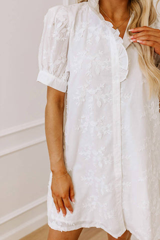 Entro - Floral Embroidered Button Down Dress