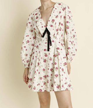 Aureum - Floral Dress With Velvet Ties