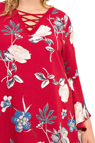 Entro - Floral Bell Sleeve Dress