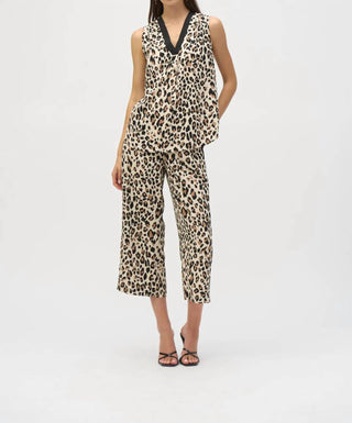Joseph Ribkoff - Animal Print V-neck Sleeveless Top
