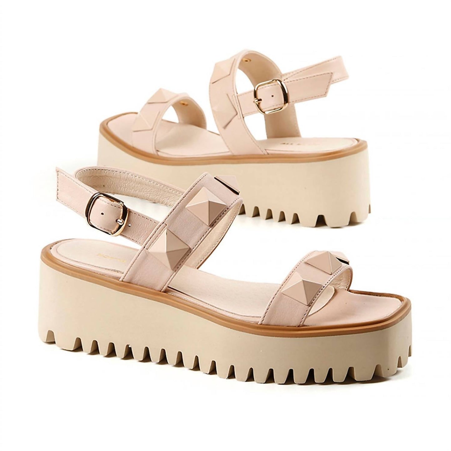 All Black - Women's Pyramid Stud Flatform Sandal