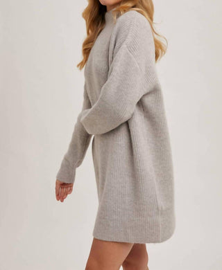 Bluivy - Mock Neck Knit Sweater Dress