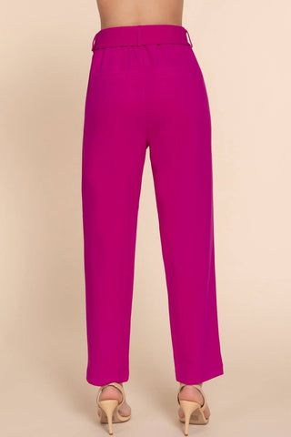 Active Usa - Front Pocket Belted Stretch Pants