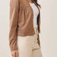 Able - Shirred Vegan Suede Zip Up Jacket