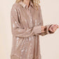 Geegee - Sequin Oversized Button Up Blouse