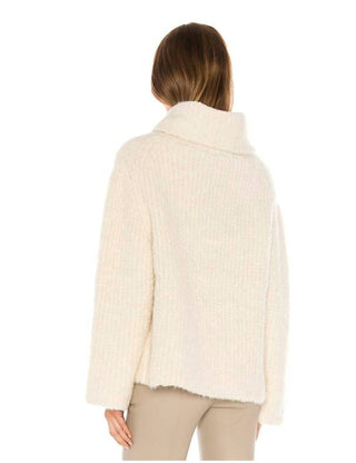 Theory - Fold Over Neck Boucle Knit Cowl Neck Sweater
