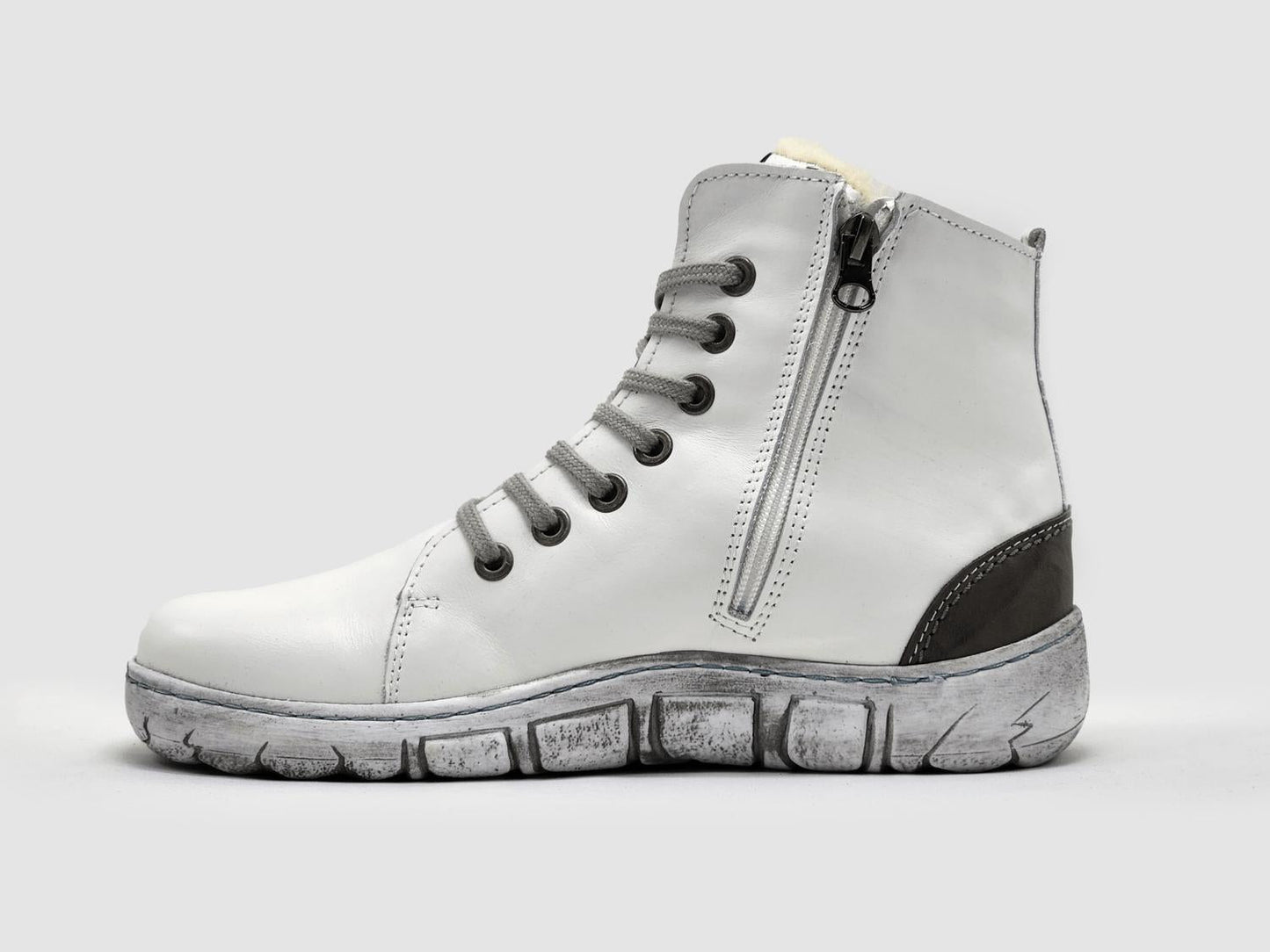 Kcr Group - Women's Original Thick Wool-lined Zip-up Leather Boots