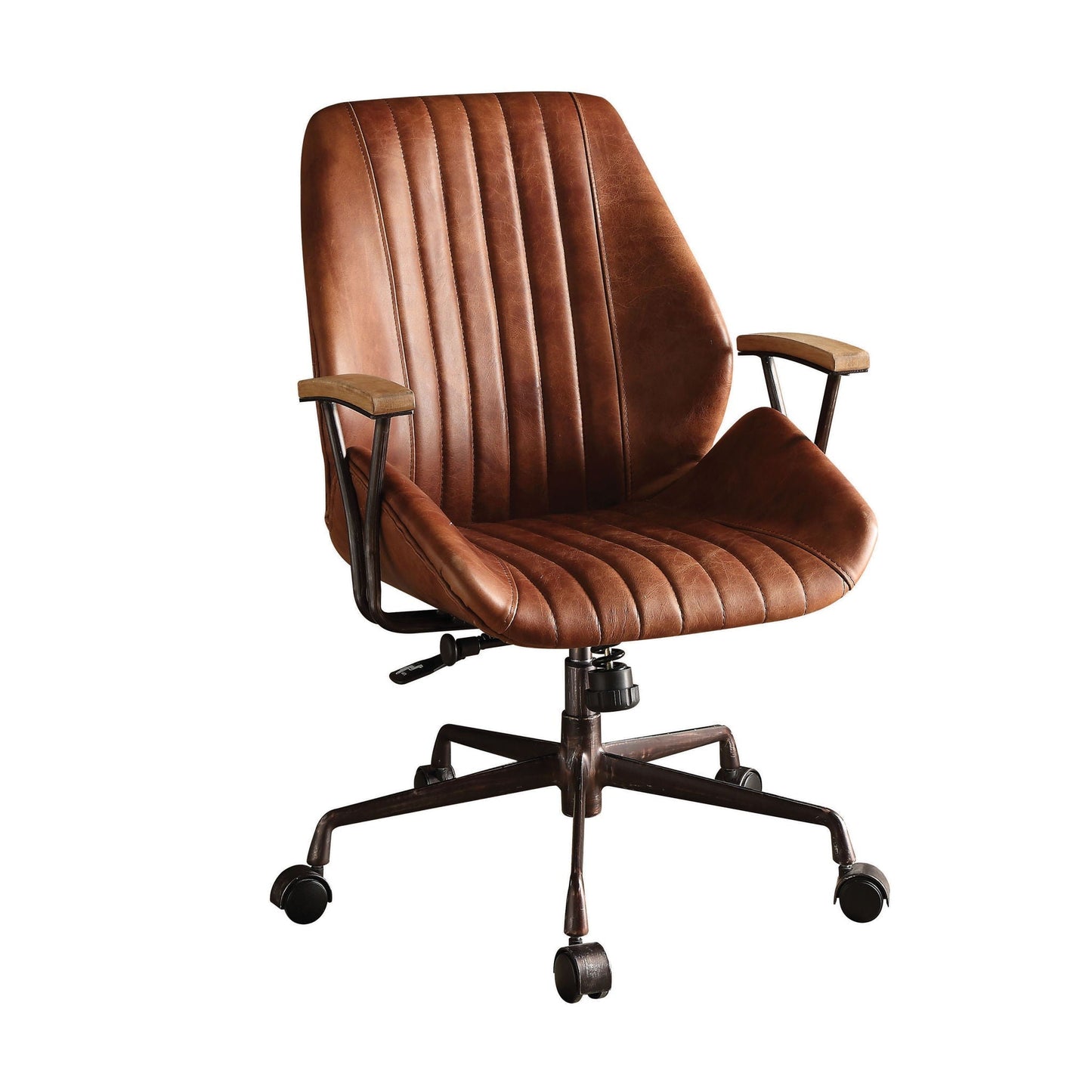 Brancaster Aluminum Top Grain Leather Office Chair - Coffee