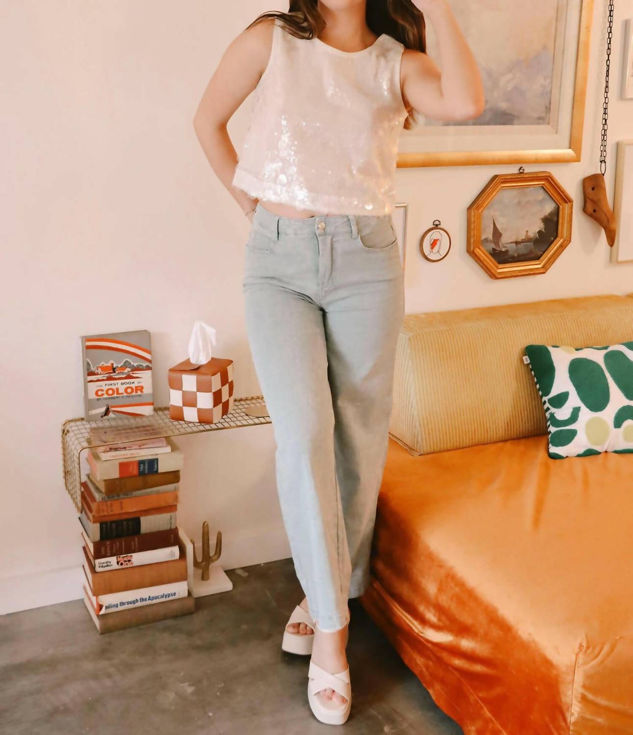 2.7 August Apparel - Finding Seashells Sequin Top