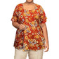 On The Plus Side - Printed Square Neck Tunic - Plus