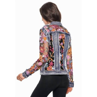 Adore - Denim Jacket With Sheer Floral Embroidery