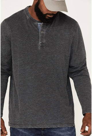 Flags & Anthem - Chantham Burnout Slub Henley Long Sleeve Shirt