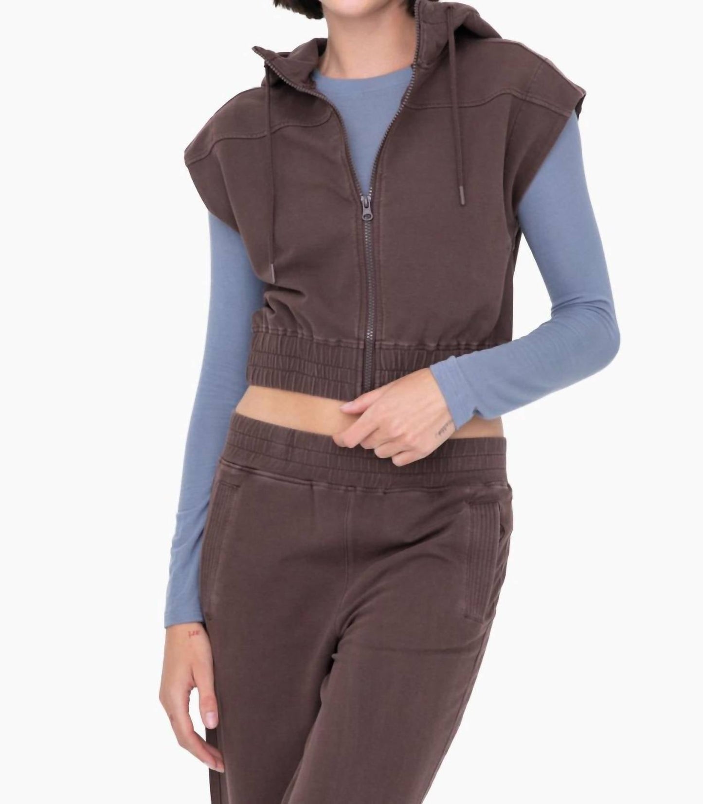 Mono B - Mineral Washed French Terry Hooded Vest