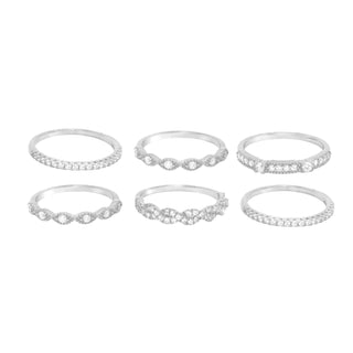 Allyanna Gifts - Women's 6 Band Cubic Zirconia Stackable Ring Set