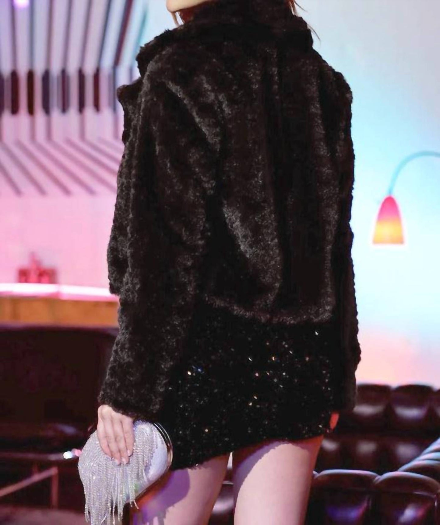 Blu Pepper - Faux Fur Notch Collar Jacket