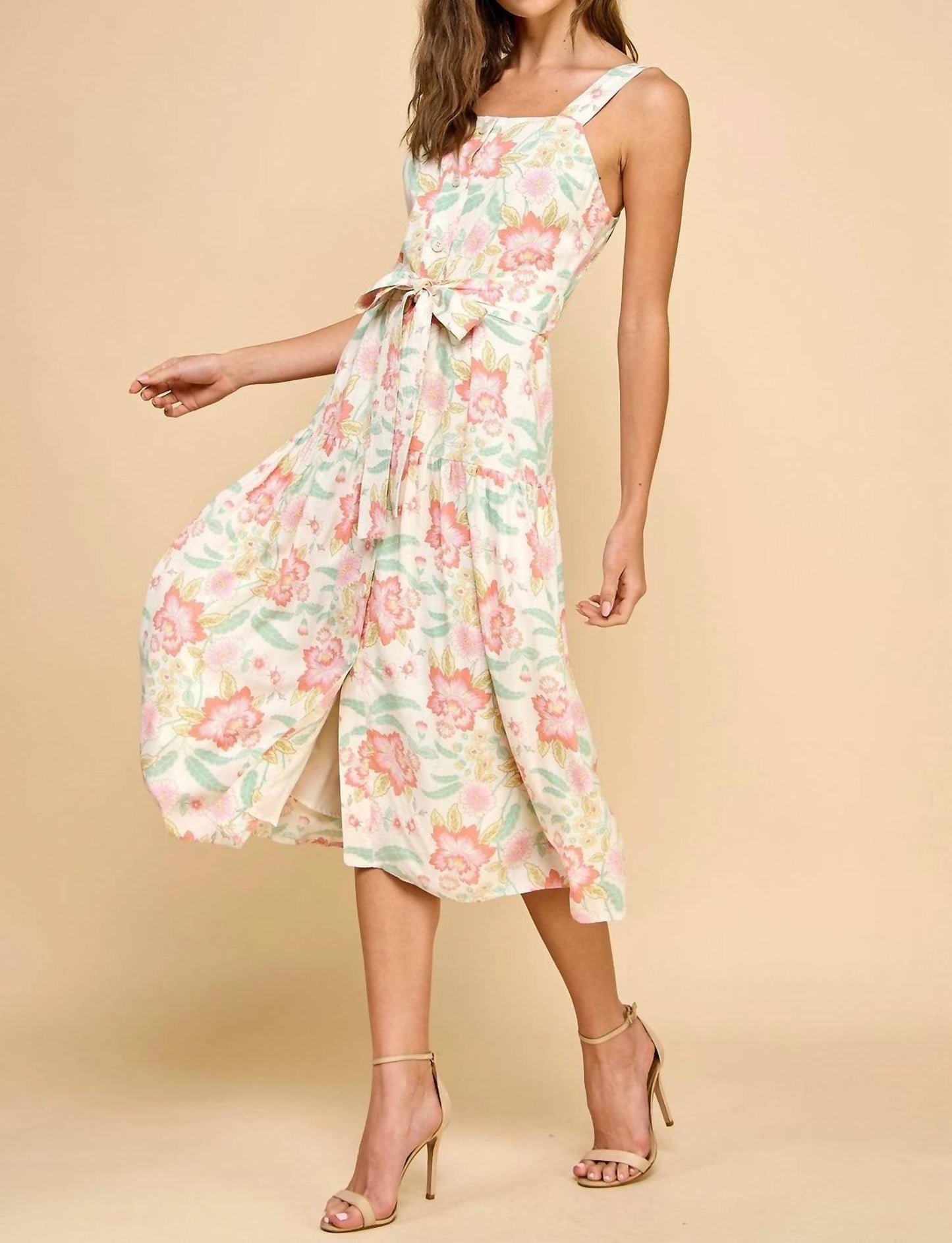 Tcec - Darling Moment Floral Button Down Midi Dress