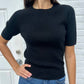 Repeat Cashmere - Cashmere Blend Short Sleeve Rib Knit Sweater