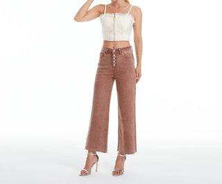 Bayeas - High Rise Wide Leg Twill Pants