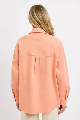 Trendsi - Risen Full Size Button Down Long Sleeve Denim Shacket With Chest Pockets Plus Size