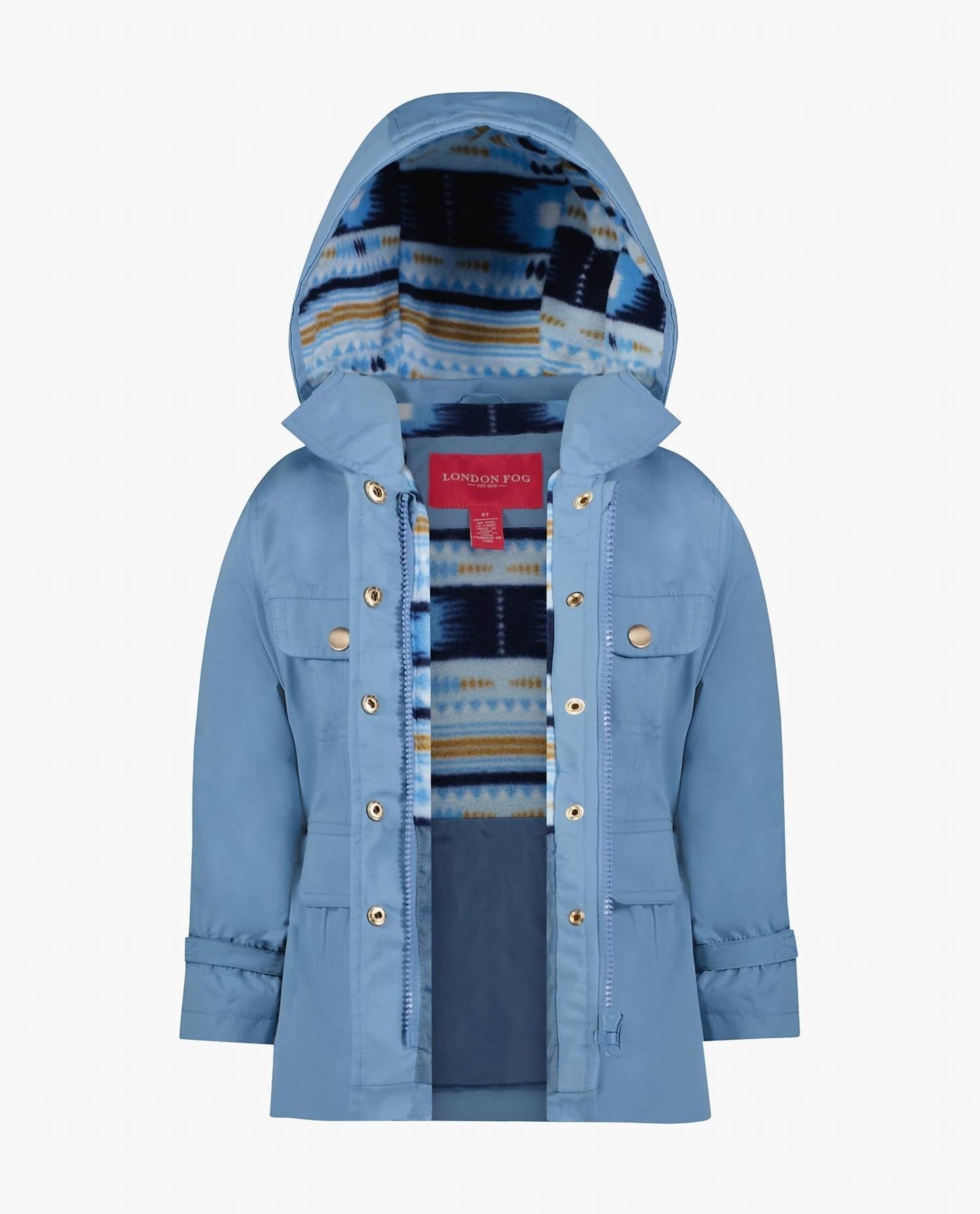 London Fog - Girls Snap-front Skirted Trench With Hood