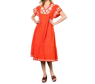 Thml - Flutter Sleeve Embroidered Dress