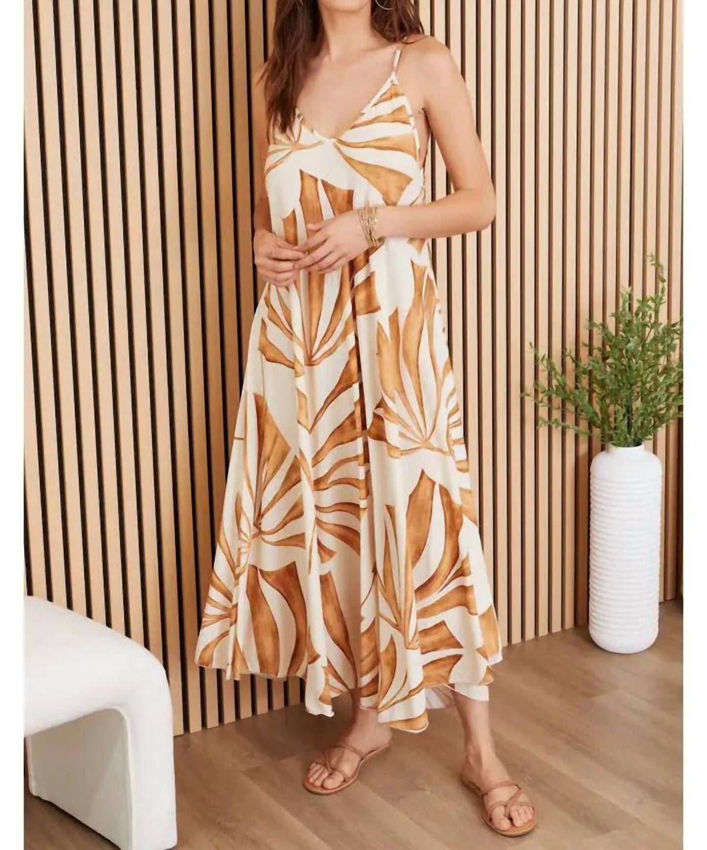 Milio Milano - Abstract Leaf Print Slip Dress