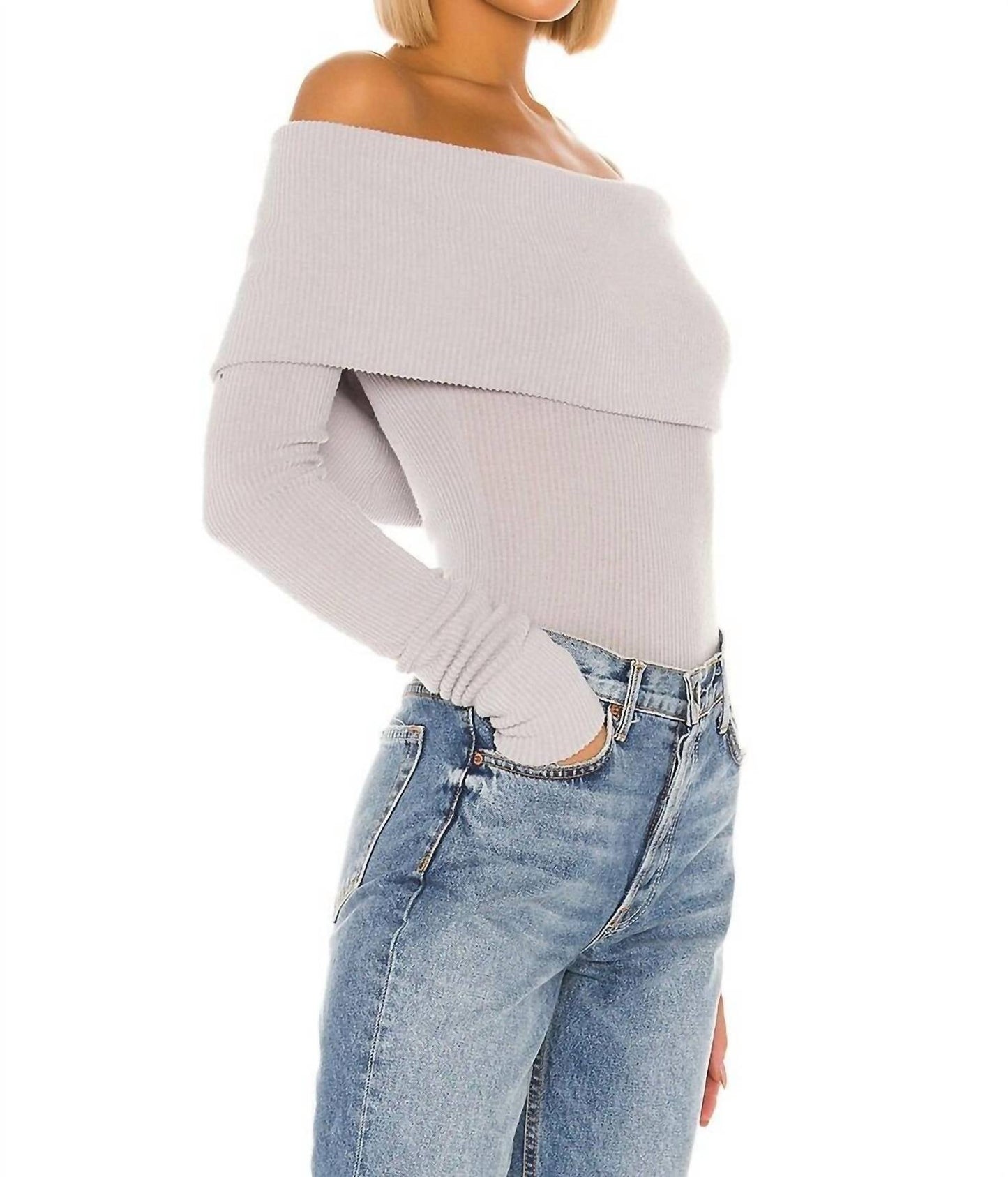 Free People - We The Free Snowbunny Off Shoulder Ribbed Long Sleeve Top