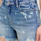 Judy Blue - High Rise Star Print Cut Off Destroy Shorts