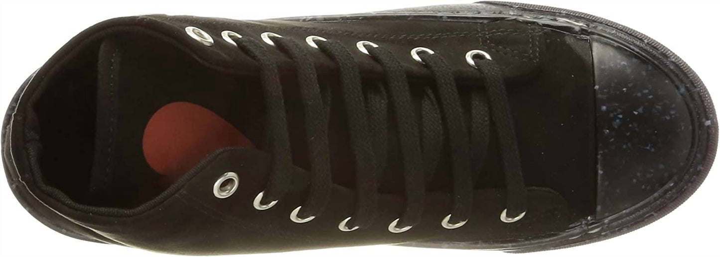 Love Moschino - Women's Canvas Heart Lace Up Hi Top Sneakers