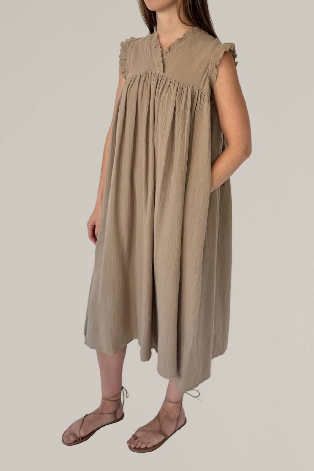 Grade & Gather - Ruffle Cap Sleeve Gauze Dress