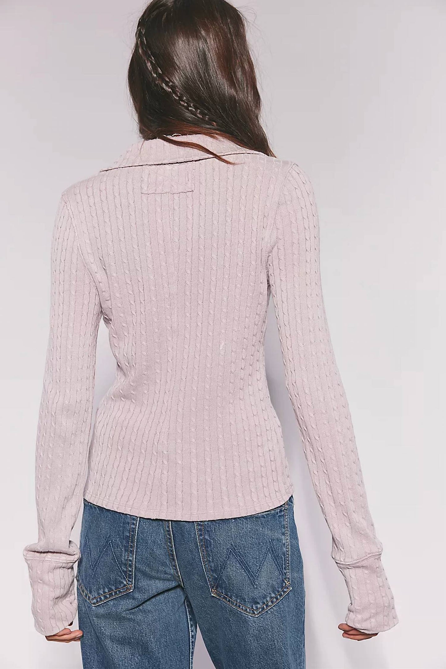 Free People - Cable Knit Zip Up Top