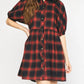 Entro - Plaid Puff Sleeve Dress