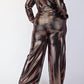 The Curve La - Plus Size Foil Knit Long Sleeve Shirt Top And Wide Leg Pants Set